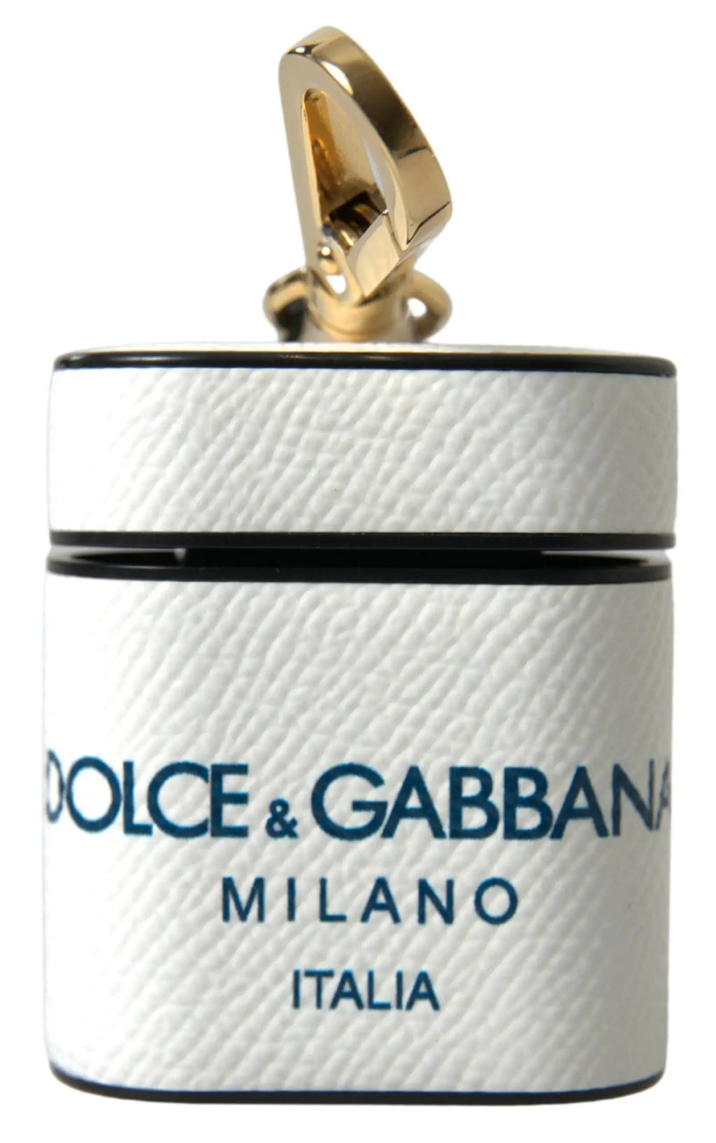 Étui AirPods Dolce &amp; Gabbana en cuir de veau blanc et bleu avec logo imprimé
