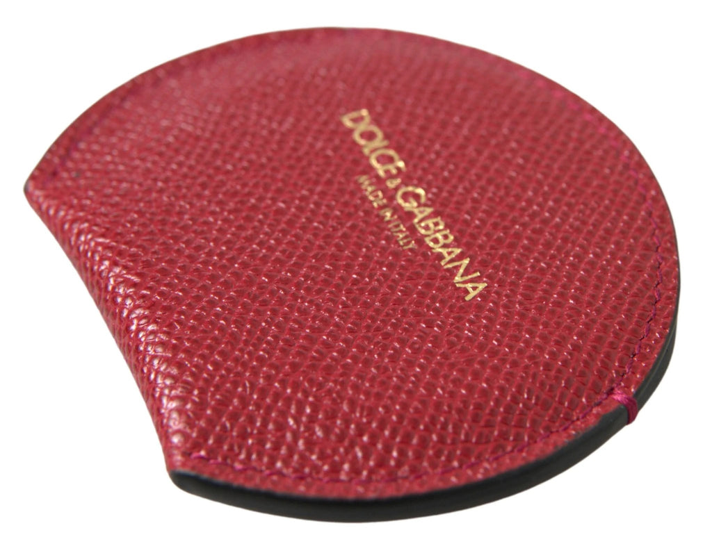 Dolce & Gabbana Red Calfskin Leather Round Hand Mirror Holder by Dolce & Gabbana