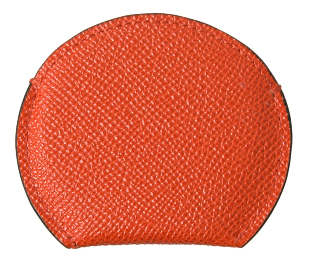 Dolce & Gabbana Orange Calfskin Leather Round Logo Hand Mirror Holder by Dolce & Gabbana