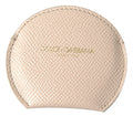 Dolce & Gabbana Beige Calfskin Leather Round Logo Hand Mirror Holder by Dolce & Gabbana