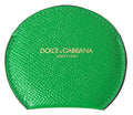 Dolce & Gabbana Green Calfskin Leather Round Logo Hand Mirror Holder by Dolce & Gabbana