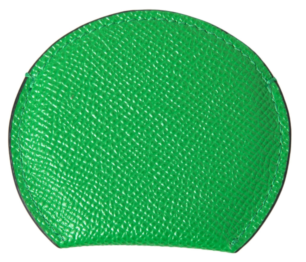 Dolce & Gabbana Green Calfskin Leather Round Logo Hand Mirror Holder by Dolce & Gabbana
