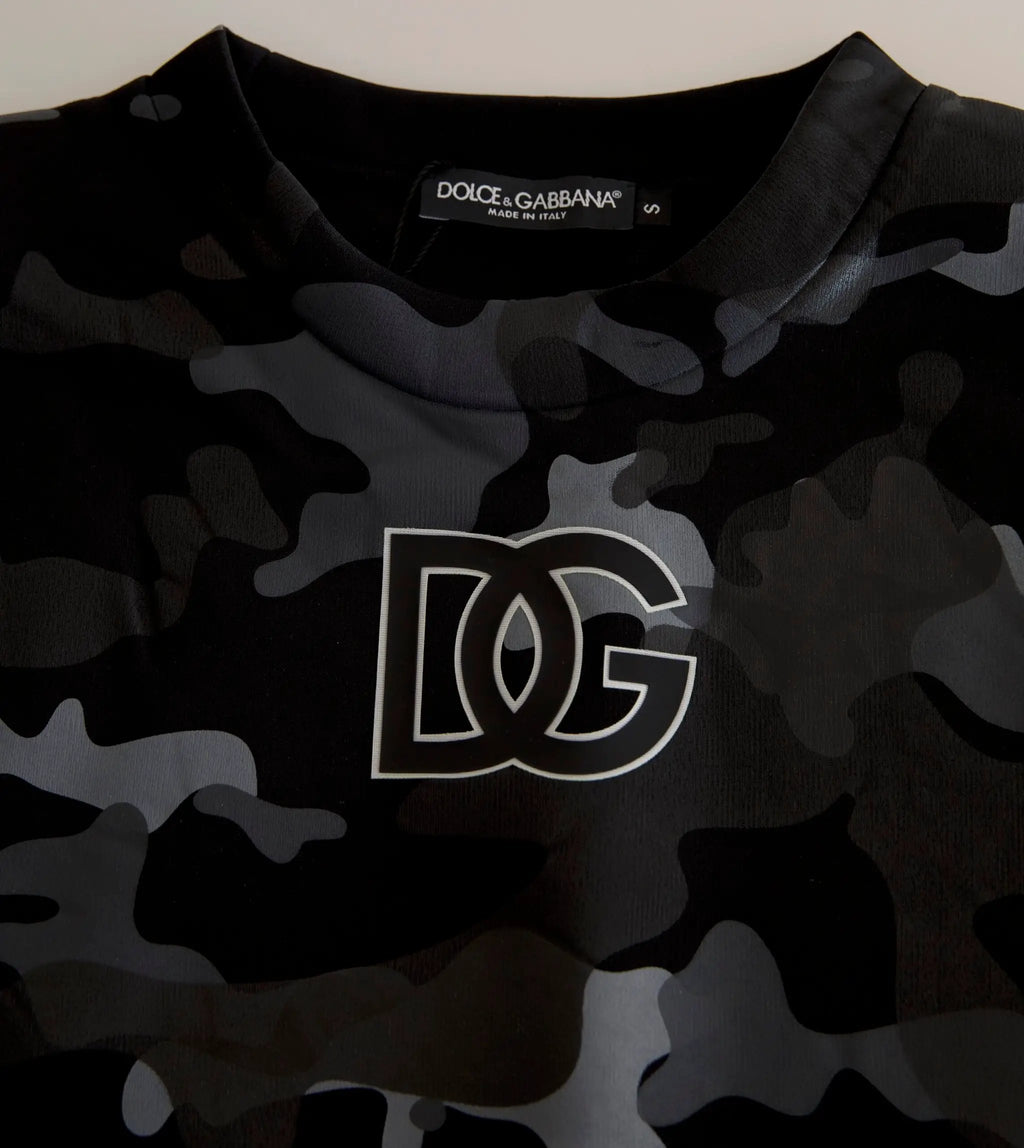 Sweat-shirt Dolce &amp; Gabbana noir camouflage à col rond