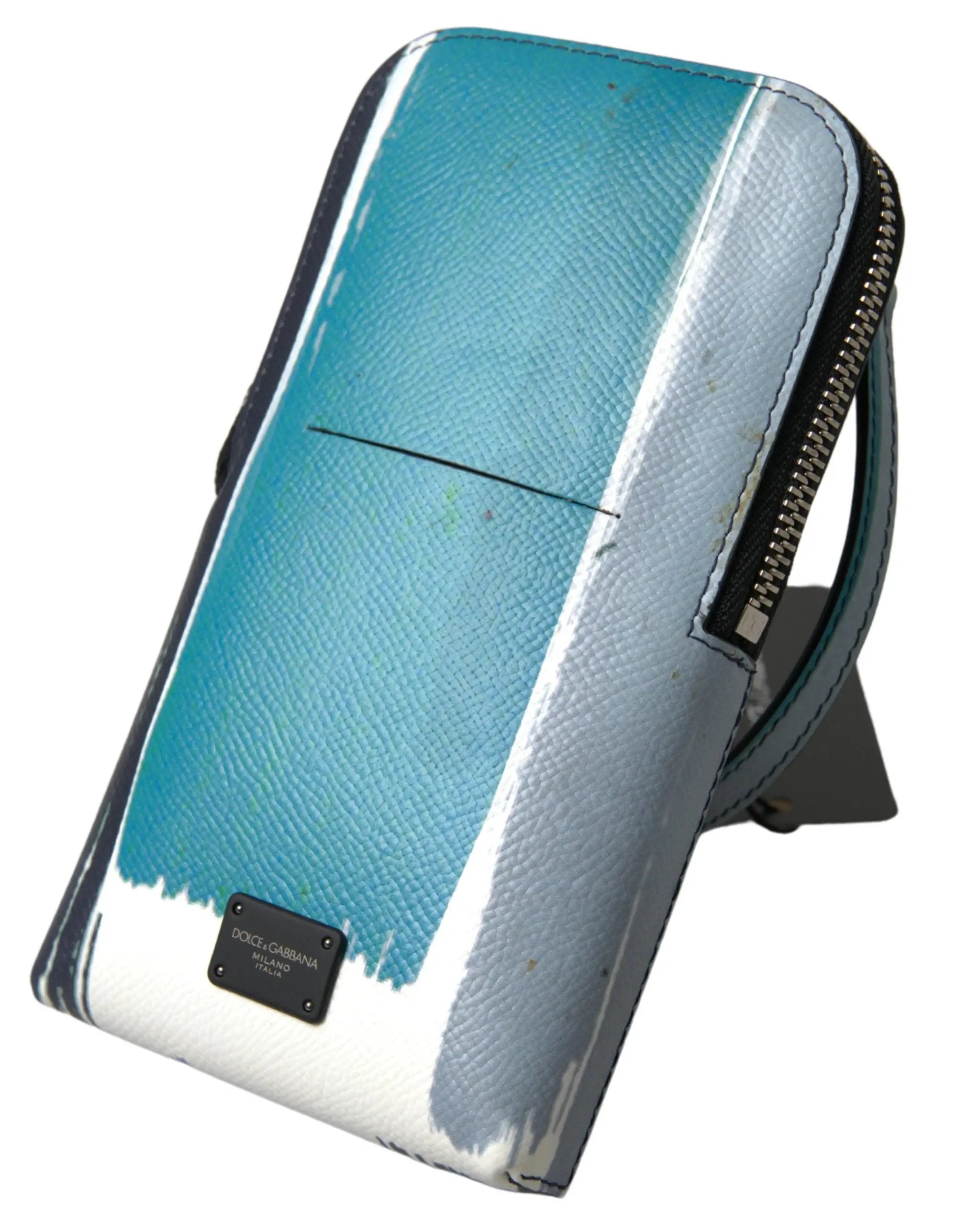 Dolce &amp; Gabbana Sac bandoulière unisexe en cuir bleu, sac pour téléphone