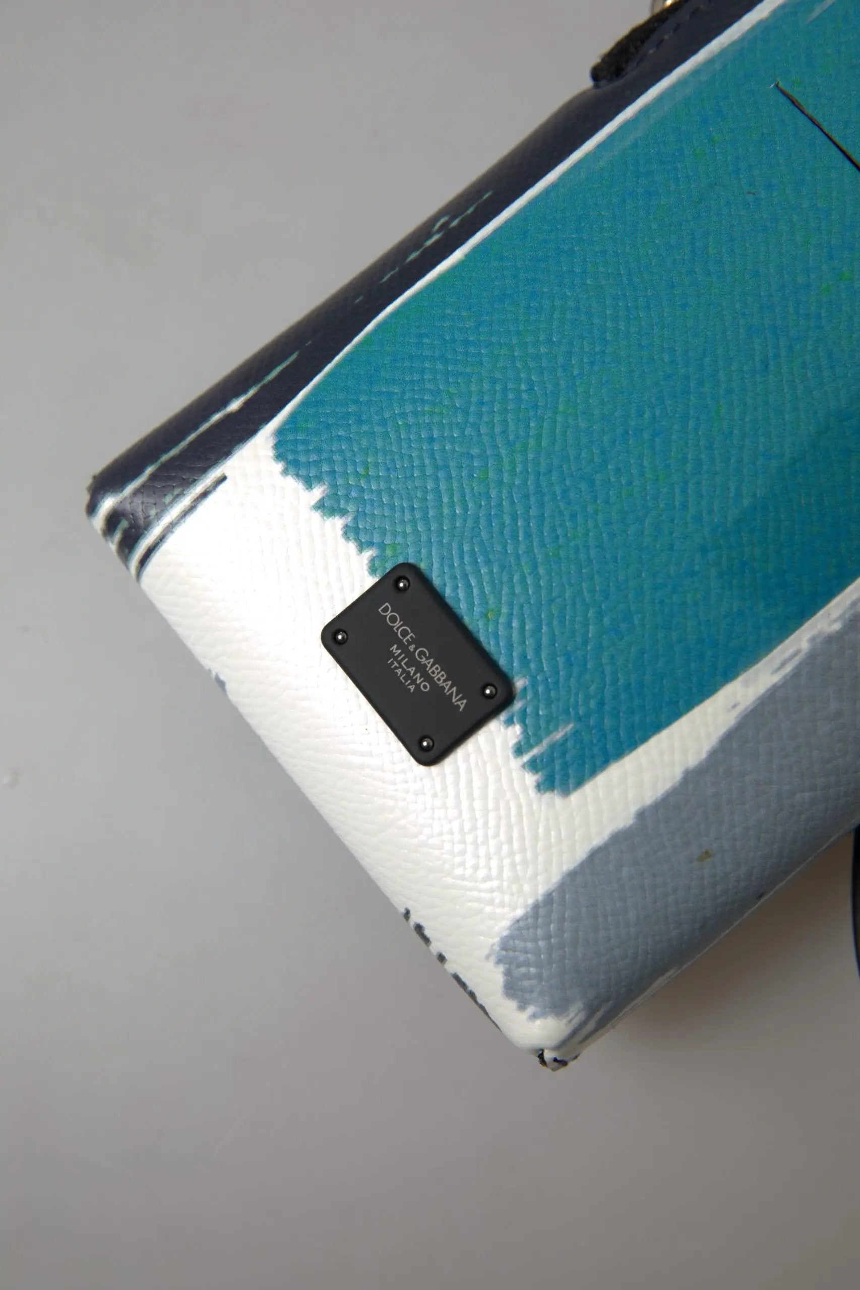 Dolce &amp; Gabbana Sac bandoulière unisexe en cuir bleu, sac pour téléphone
