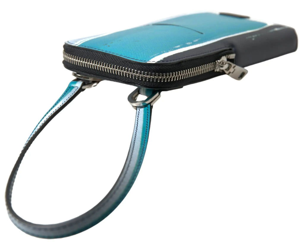 Dolce &amp; Gabbana Sac bandoulière unisexe en cuir bleu, sac pour téléphone