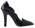 Dolce & Gabbana Black CINDERELLA Floral Crystal Heels Shoes by Dolce & Gabbana