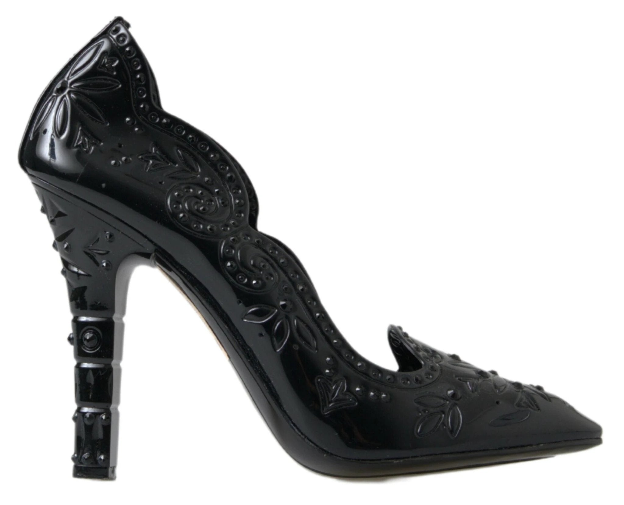 Dolce & Gabbana Black CINDERELLA Floral Crystal Heels Shoes by Dolce & Gabbana