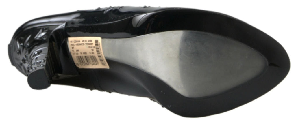 Dolce & Gabbana Black CINDERELLA Floral Crystal Heels Shoes by Dolce & Gabbana