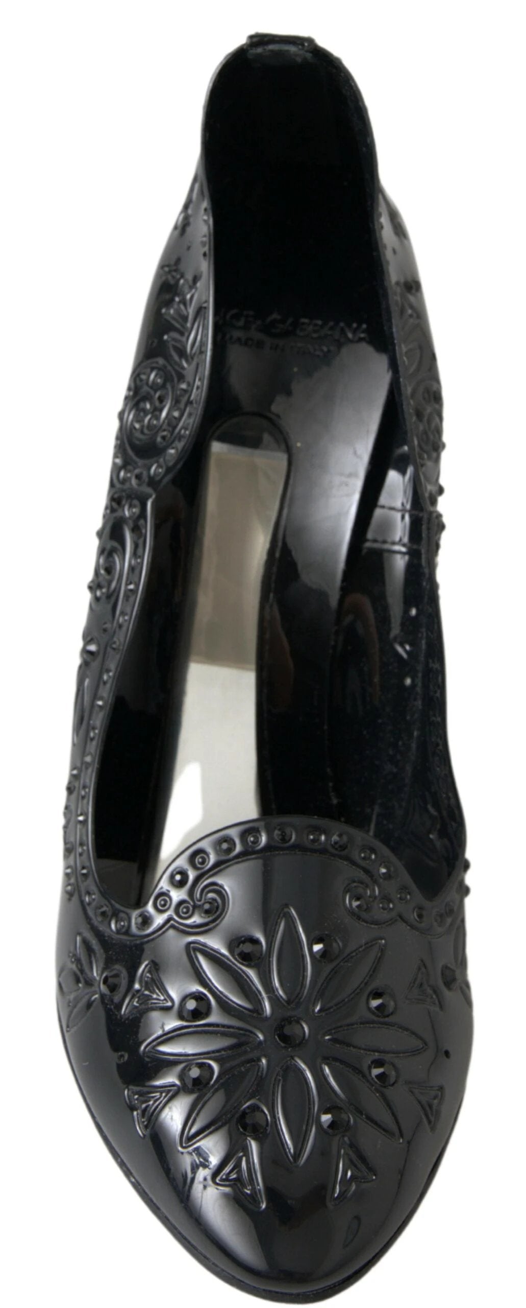 Dolce & Gabbana Black CINDERELLA Floral Crystal Heels Shoes by Dolce & Gabbana