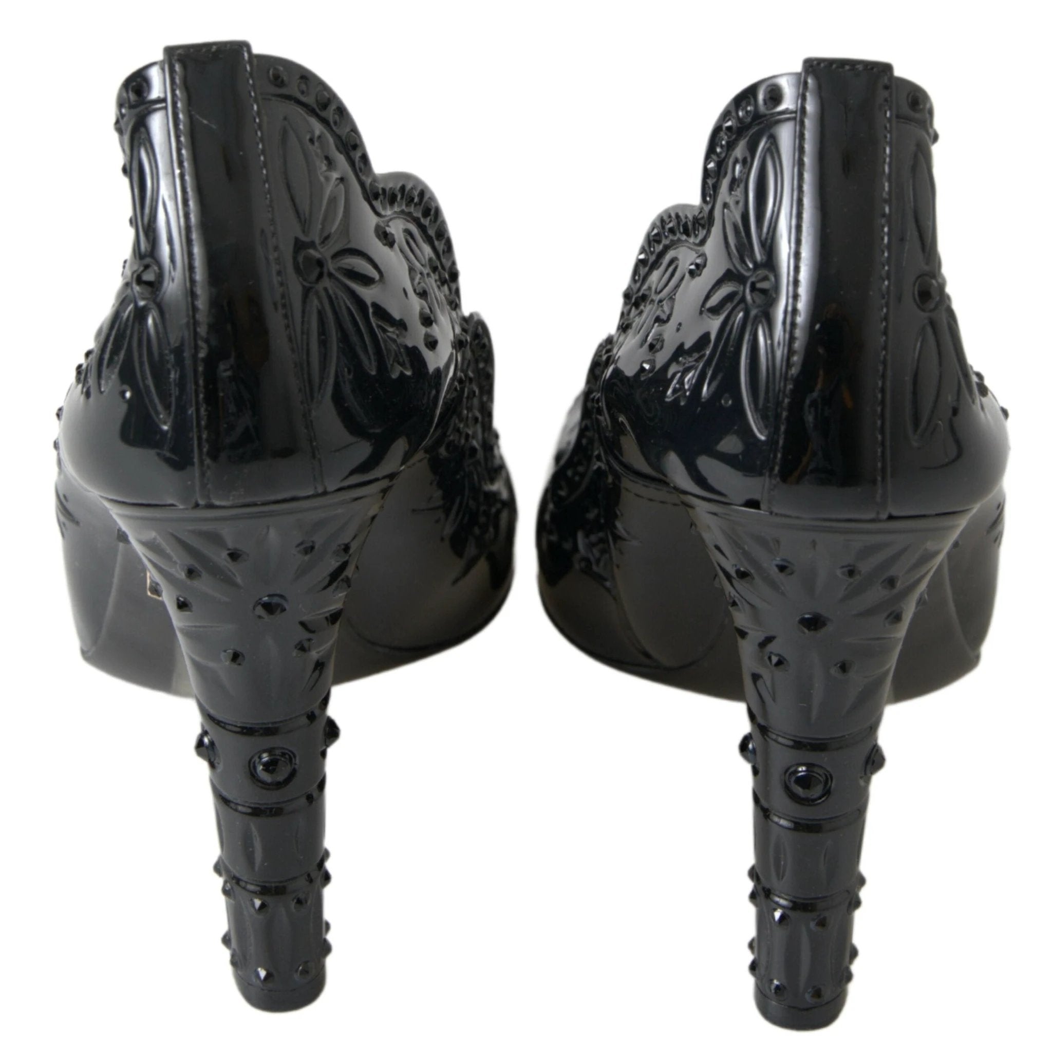 Dolce & Gabbana Black CINDERELLA Floral Crystal Heels Shoes by Dolce & Gabbana