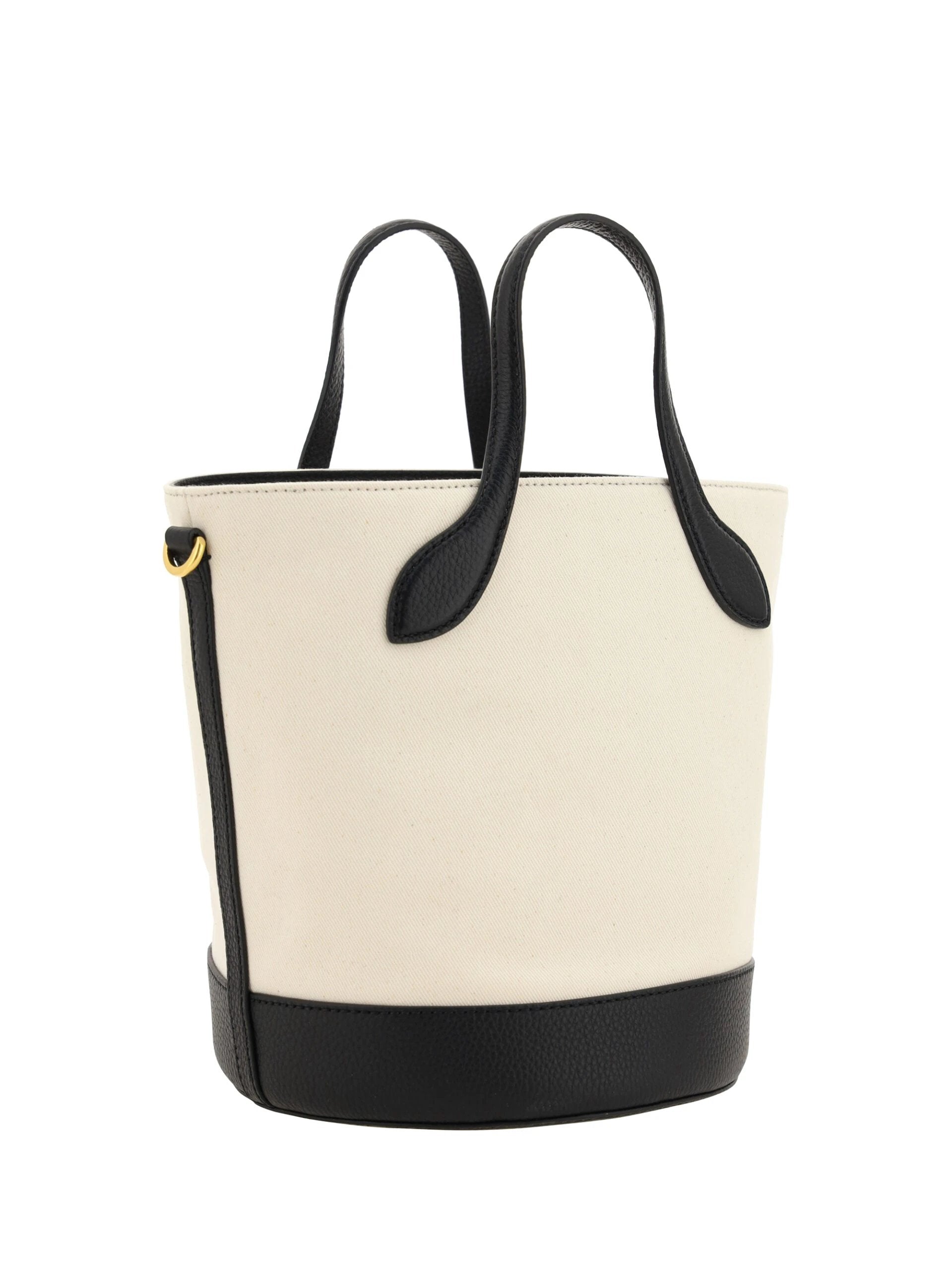 Bally White and Black Leather Bucket Bag by Bally
