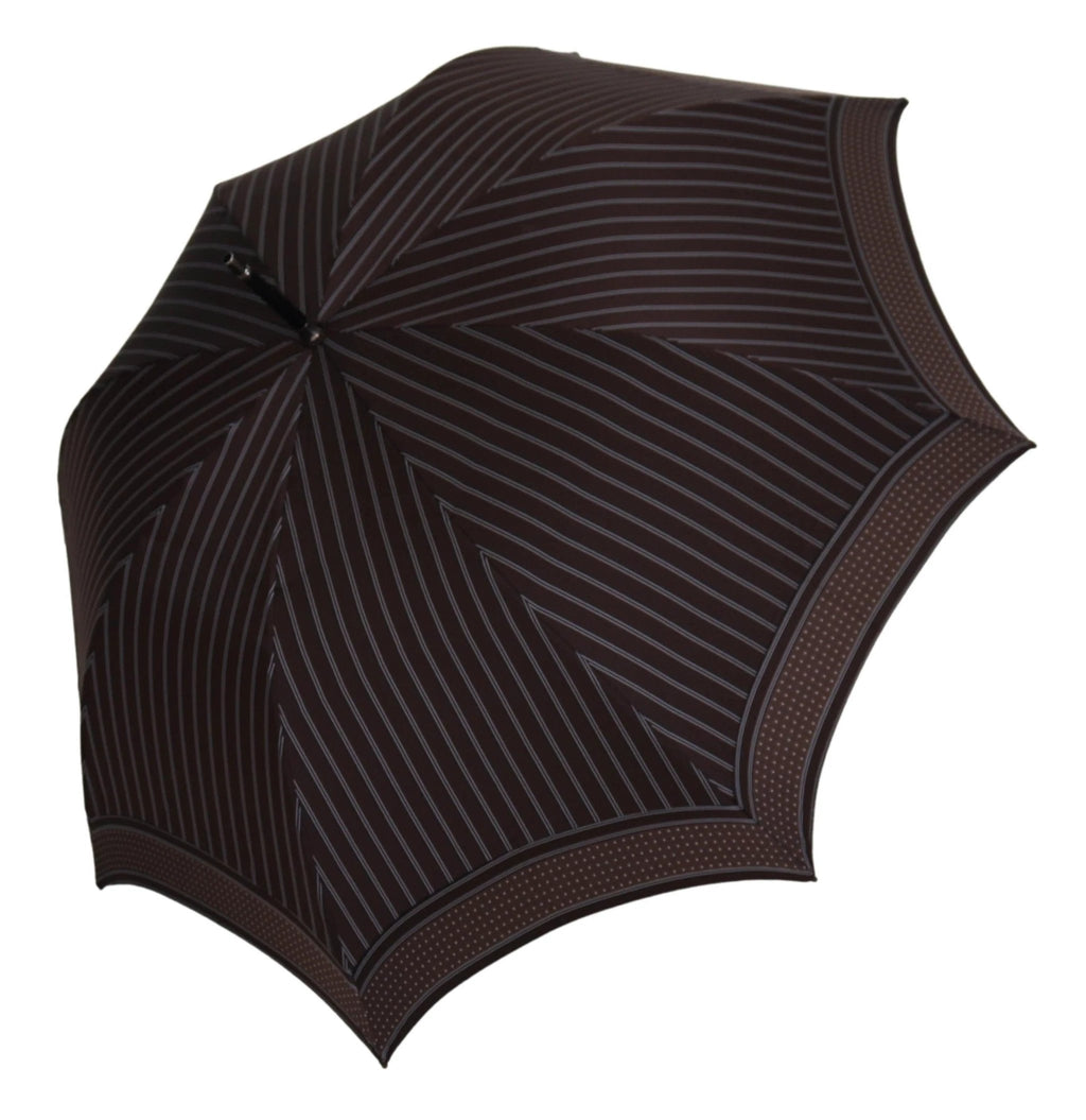 Dolce & Gabbana Brown Striped Leather Handle Collapsible Sartoria Umbrella by Dolce & Gabbana