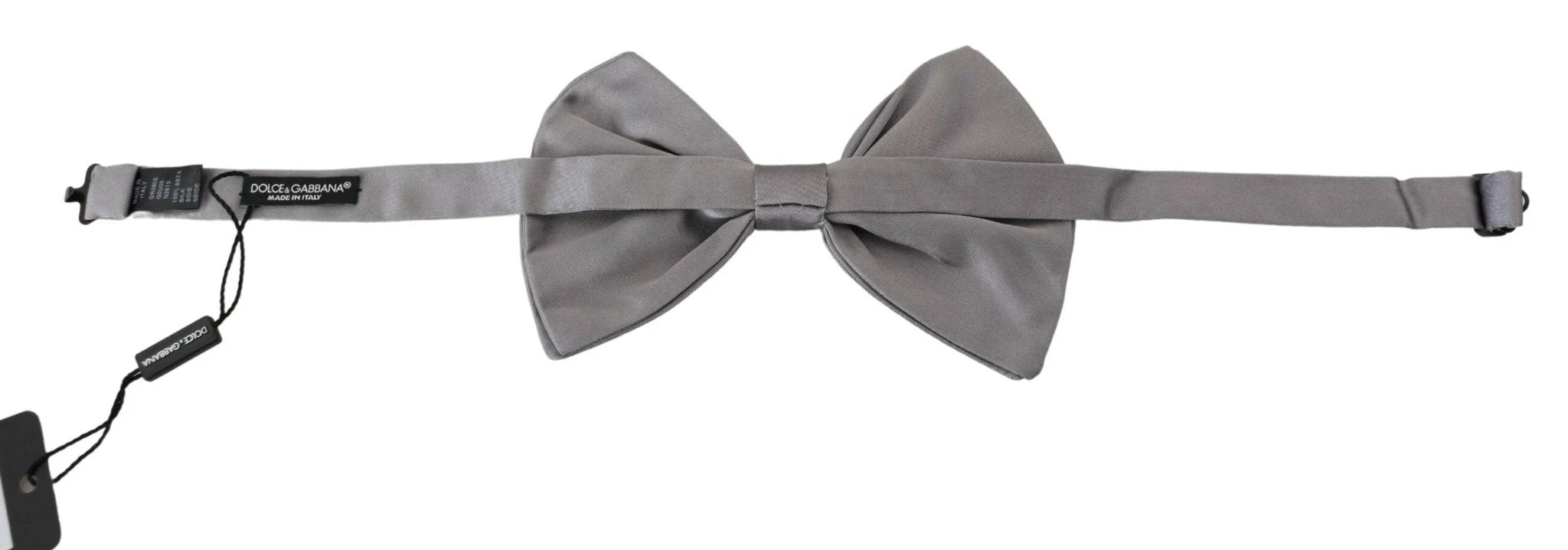 Dolce & Gabbana Bow Tie Men Silver Gray Silk Adjustable Neck Papillon by Dolce & Gabbana