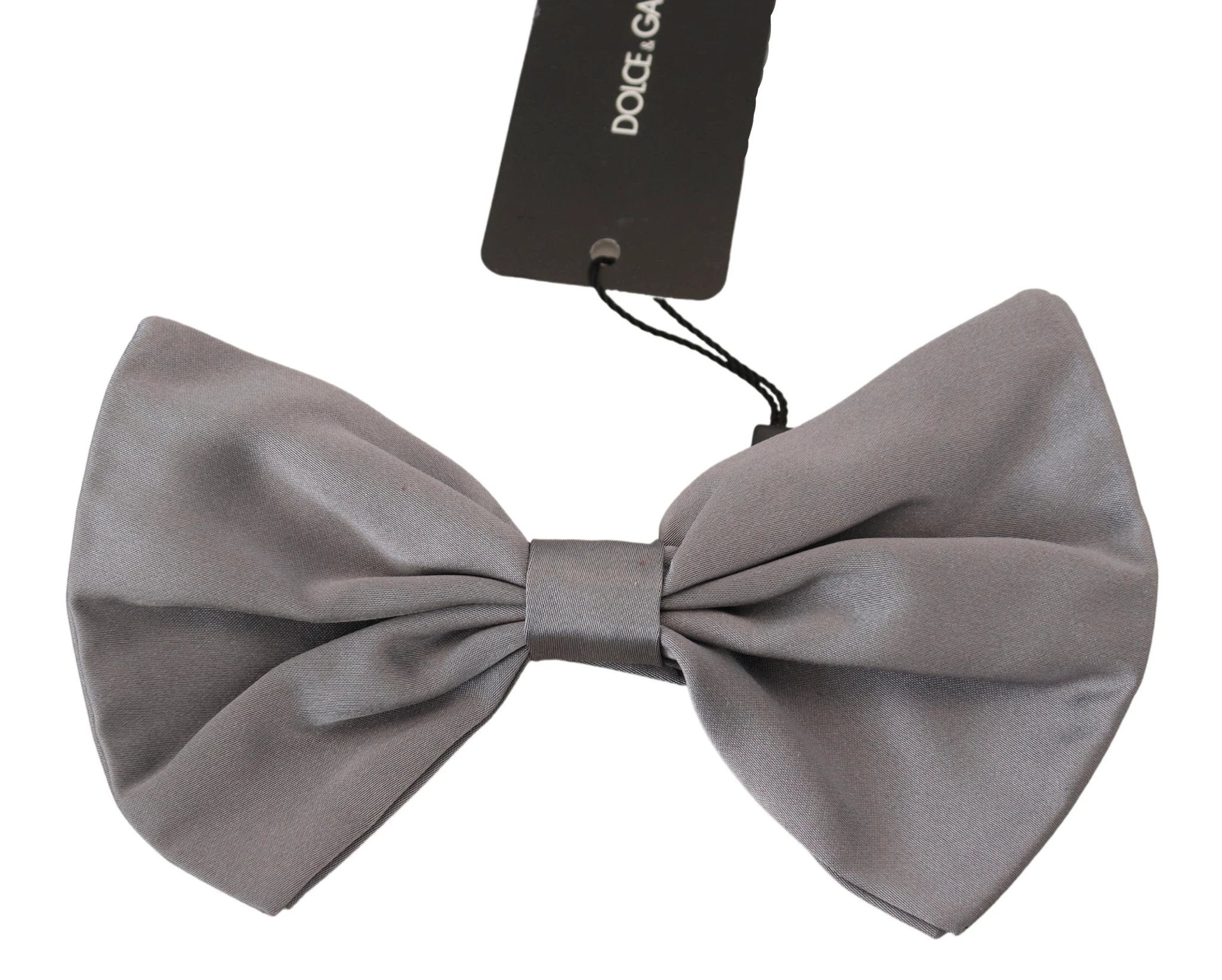 Dolce & Gabbana Bow Tie Men Silver Gray Silk Adjustable Neck Papillon by Dolce & Gabbana
