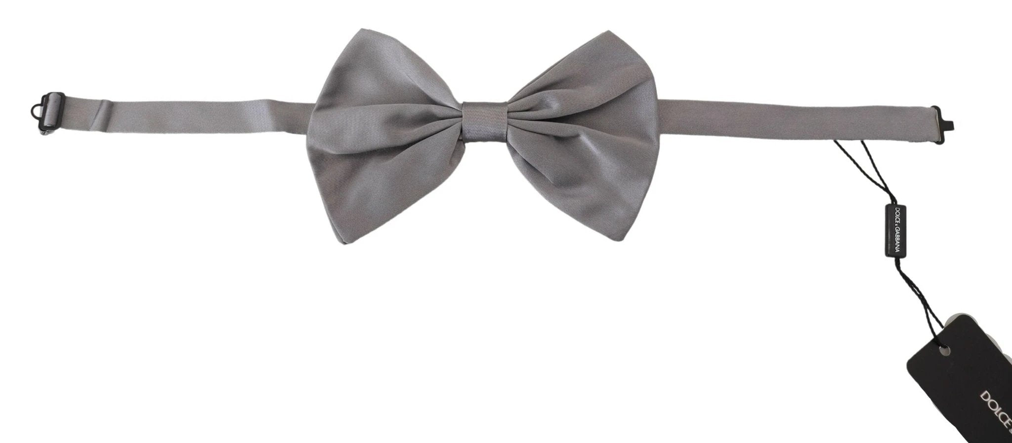 Dolce & Gabbana Bow Tie Men Silver Gray Silk Adjustable Neck Papillon by Dolce & Gabbana