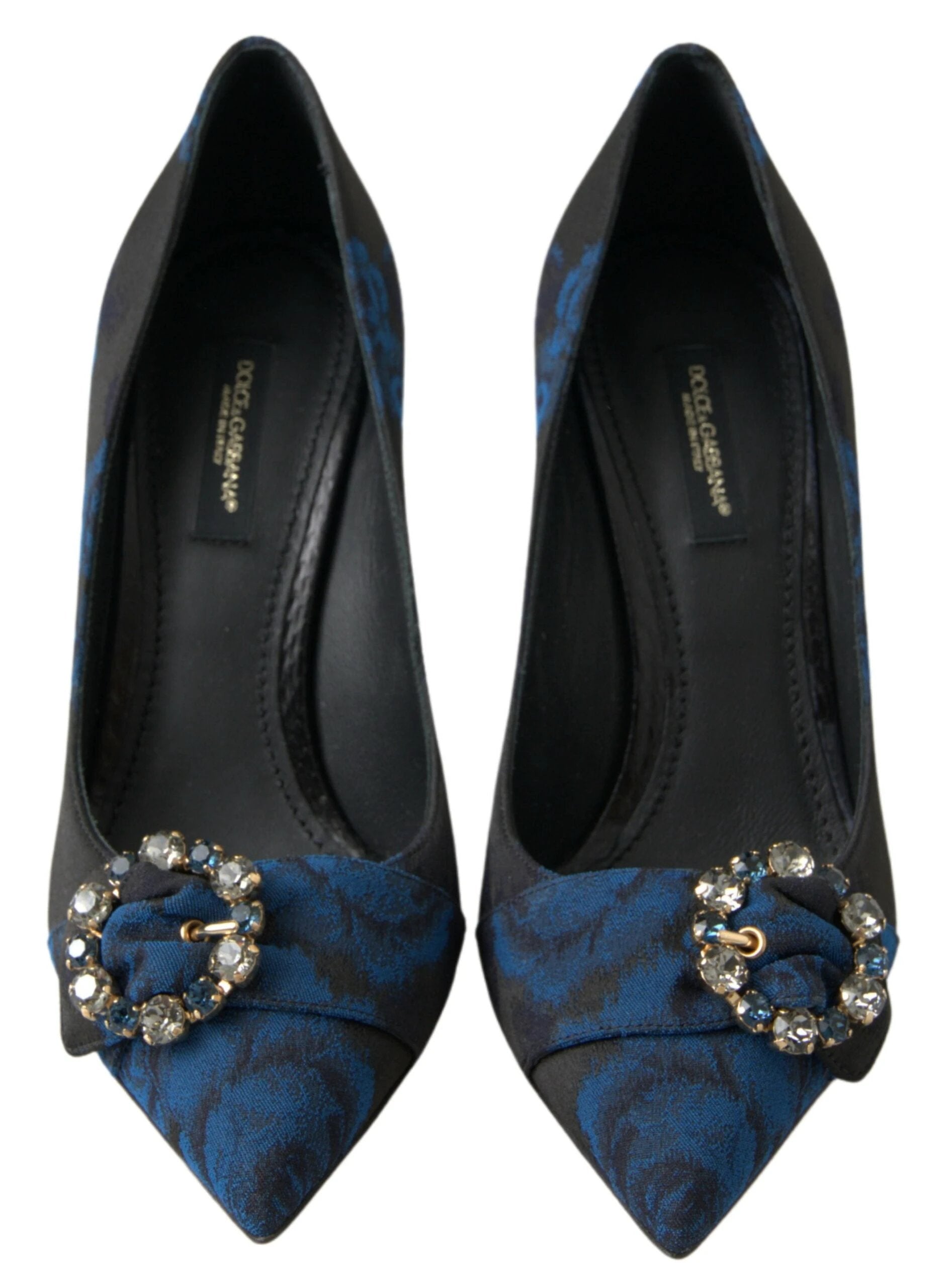 Dolce & Gabbana Blue Floral Ayers Crystal Pumps Shoes by Dolce & Gabbana