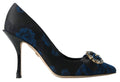 Dolce & Gabbana Blue Floral Ayers Crystal Pumps Shoes by Dolce & Gabbana