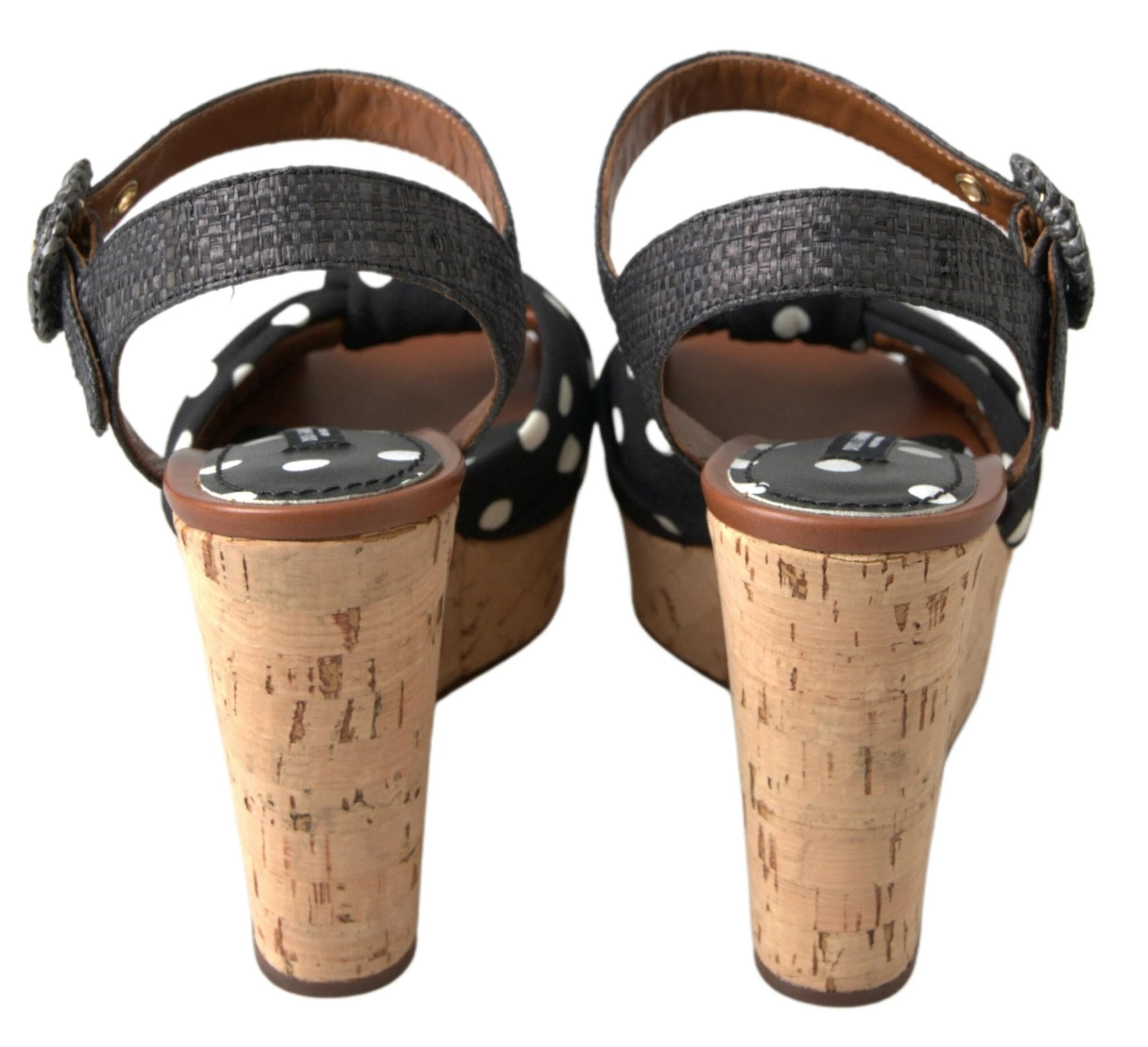 Dolce & Gabbana Black Wedges Polka Dotted Ankle Strap Shoes Sandals by Dolce & Gabbana