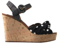 Dolce & Gabbana Black Wedges Polka Dotted Ankle Strap Shoes Sandals by Dolce & Gabbana
