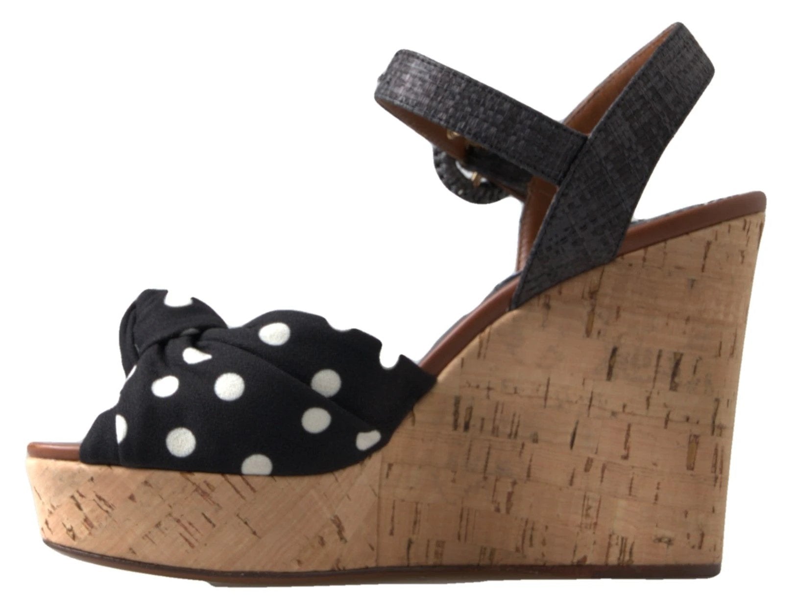 Dolce & Gabbana Black Wedges Polka Dotted Ankle Strap Shoes Sandals by Dolce & Gabbana