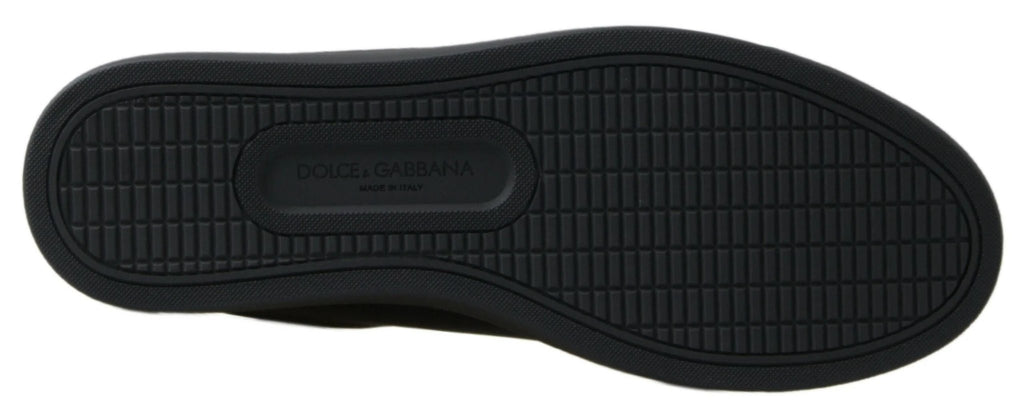Dolce & Gabbana Black Gold Leather Classic Sneakers Shoes by Dolce & Gabbana