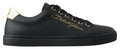Dolce & Gabbana Black Gold Leather Classic Sneakers Shoes by Dolce & Gabbana