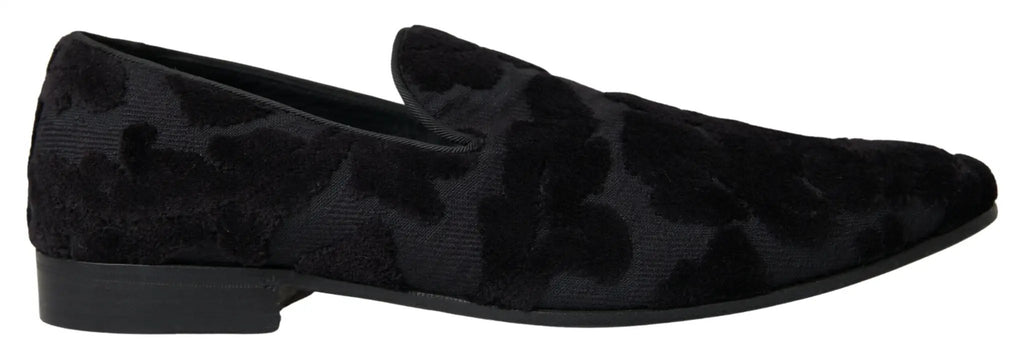 Mocassins habillés en brocart noir Dolce &amp; Gabbana