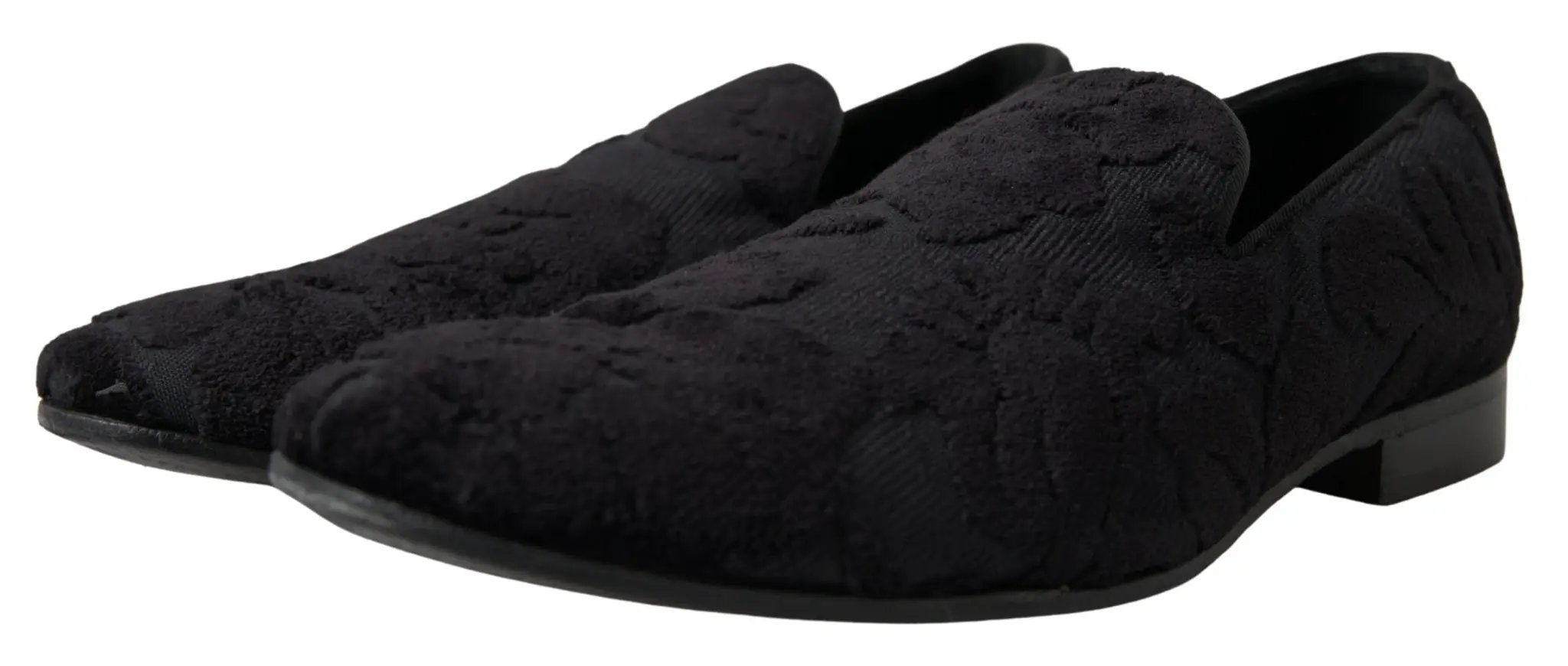 Mocassins habillés en brocart noir Dolce &amp; Gabbana