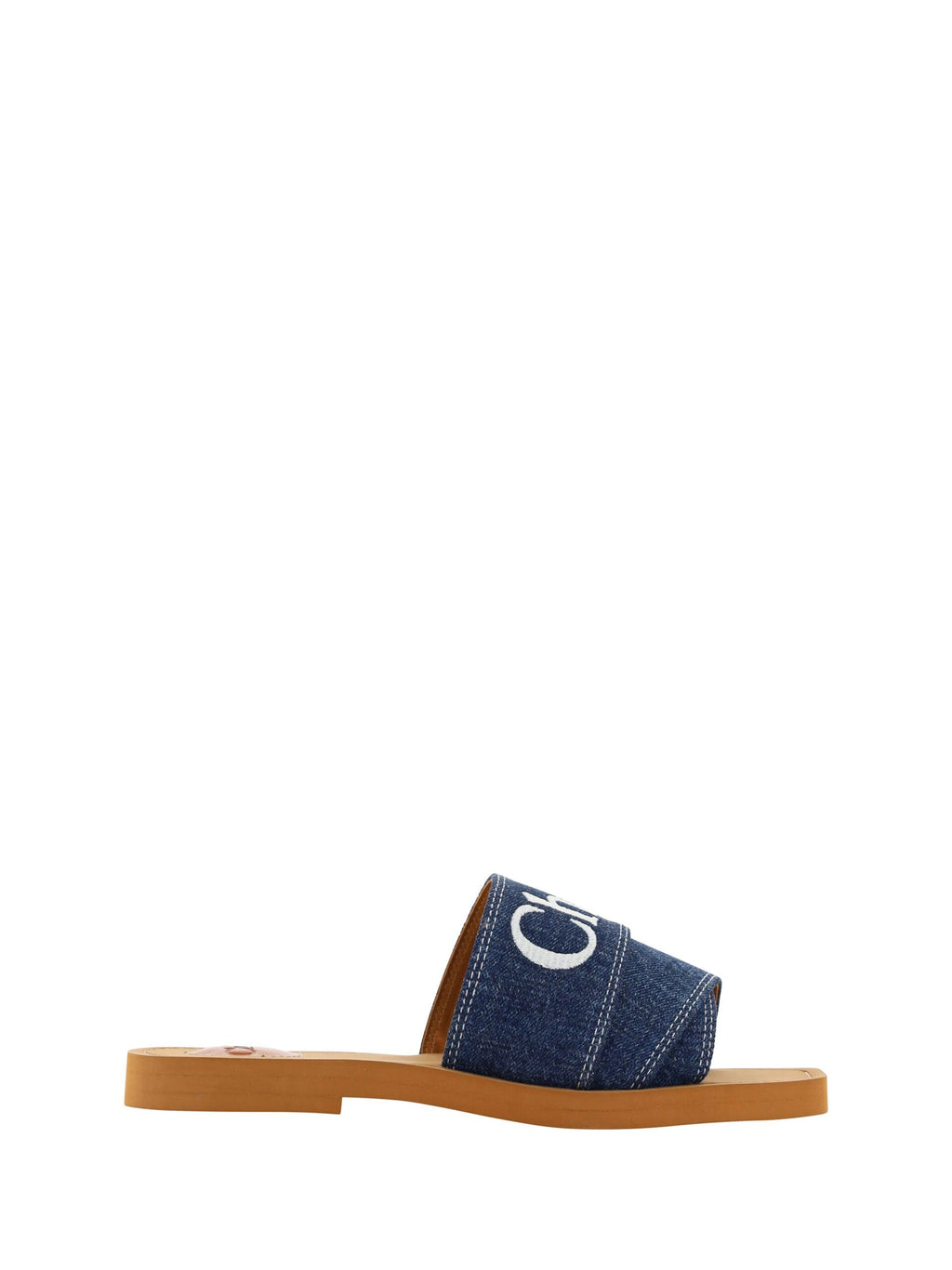 Chloé Denim Blue Cotton Slides Woody Sandals by Chloé
