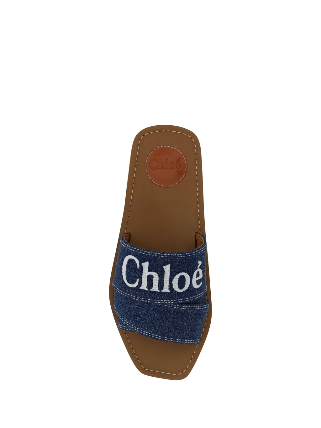 Chloé Denim Blue Cotton Slides Woody Sandals by Chloé