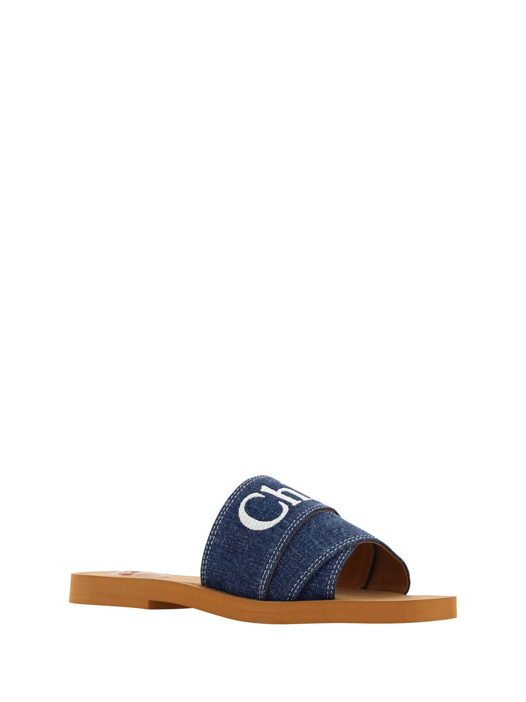Chloé Denim Blue Cotton Slides Woody Sandals by Chloé