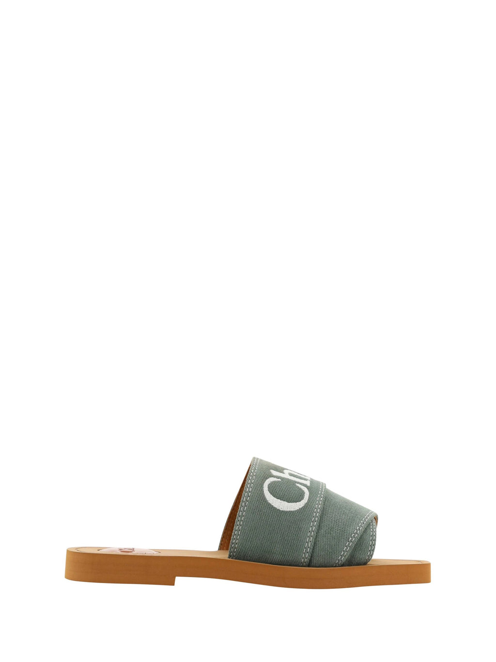 Chloé Forest Green Cotton Slides Woody Sandals by Chloé