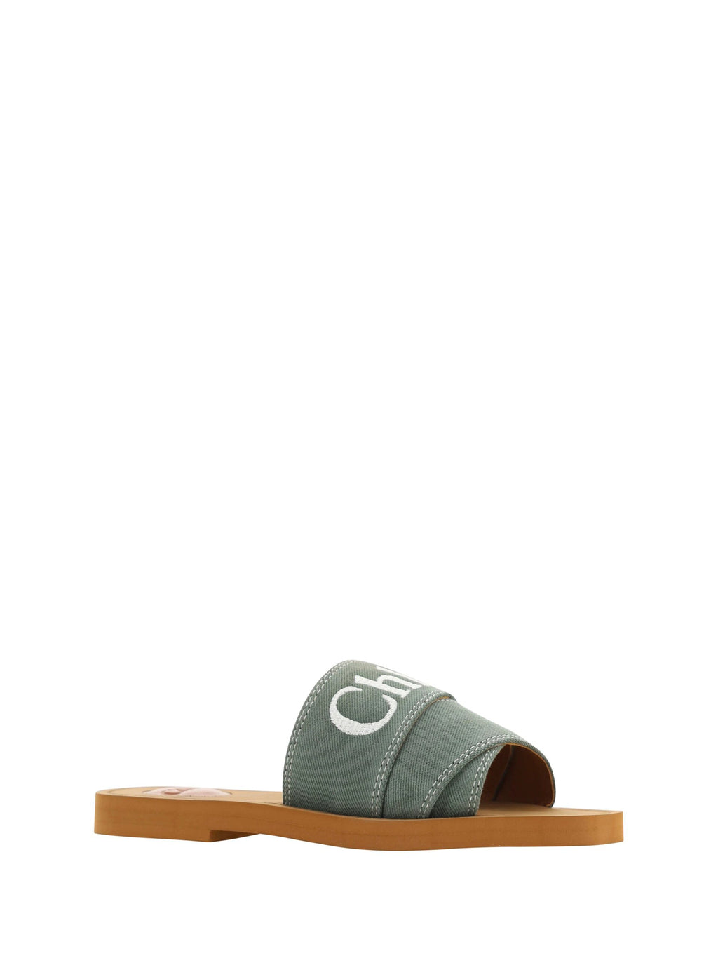 Chloé Forest Green Cotton Slides Woody Sandals by Chloé