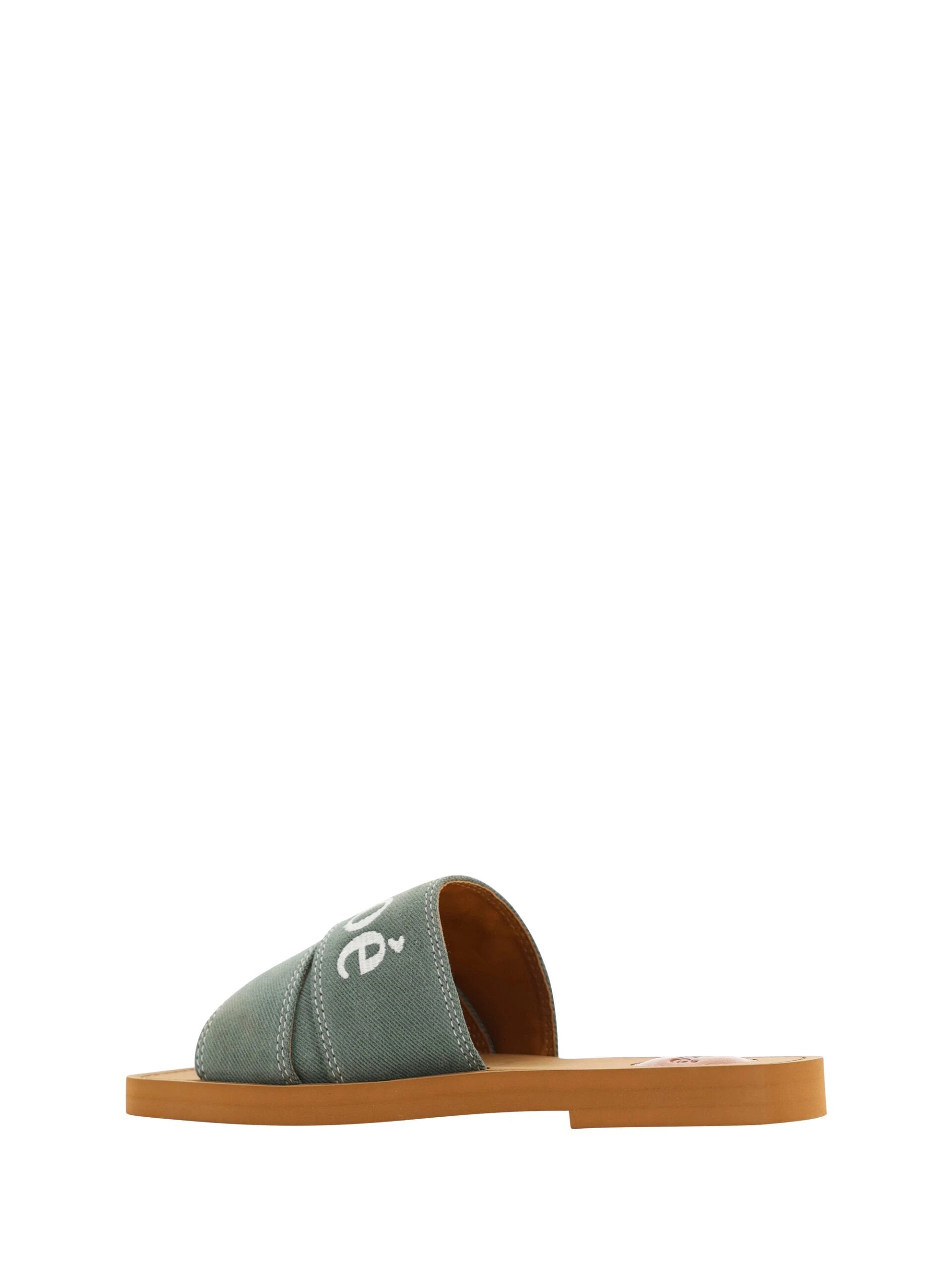Chloé Forest Green Cotton Slides Woody Sandals by Chloé