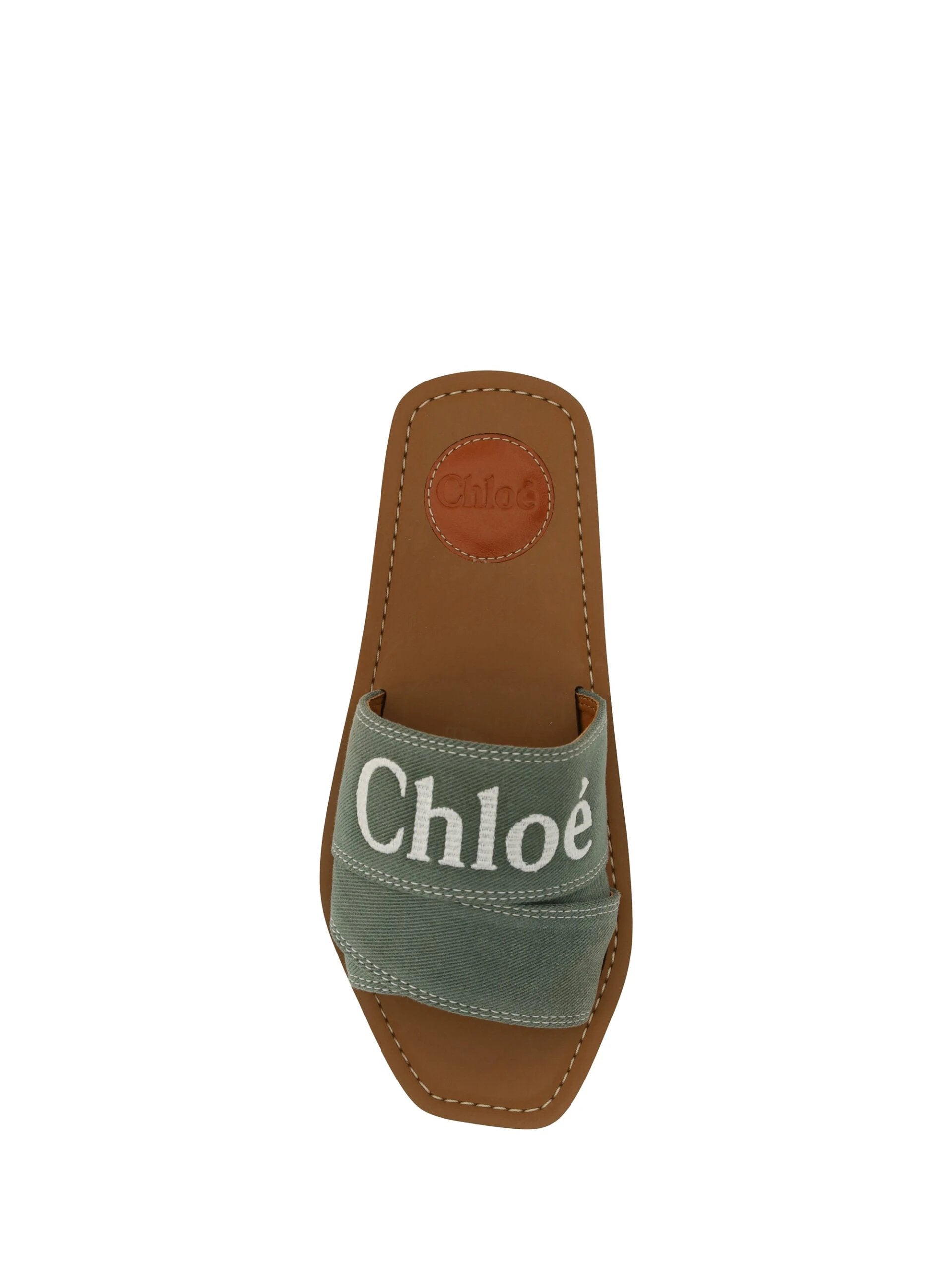 Chloé Forest Green Cotton Slides Woody Sandals by Chloé