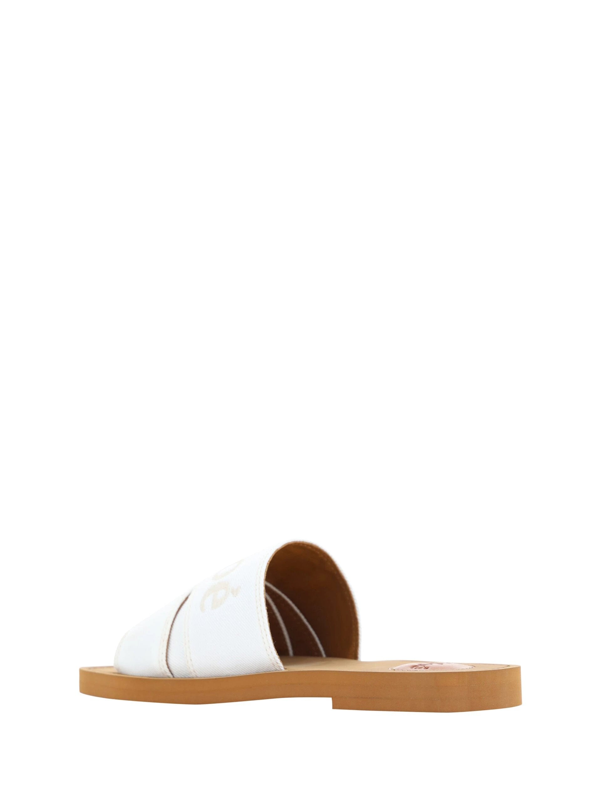 Chloé White Cotton Slides Woody Sandals by Chloé
