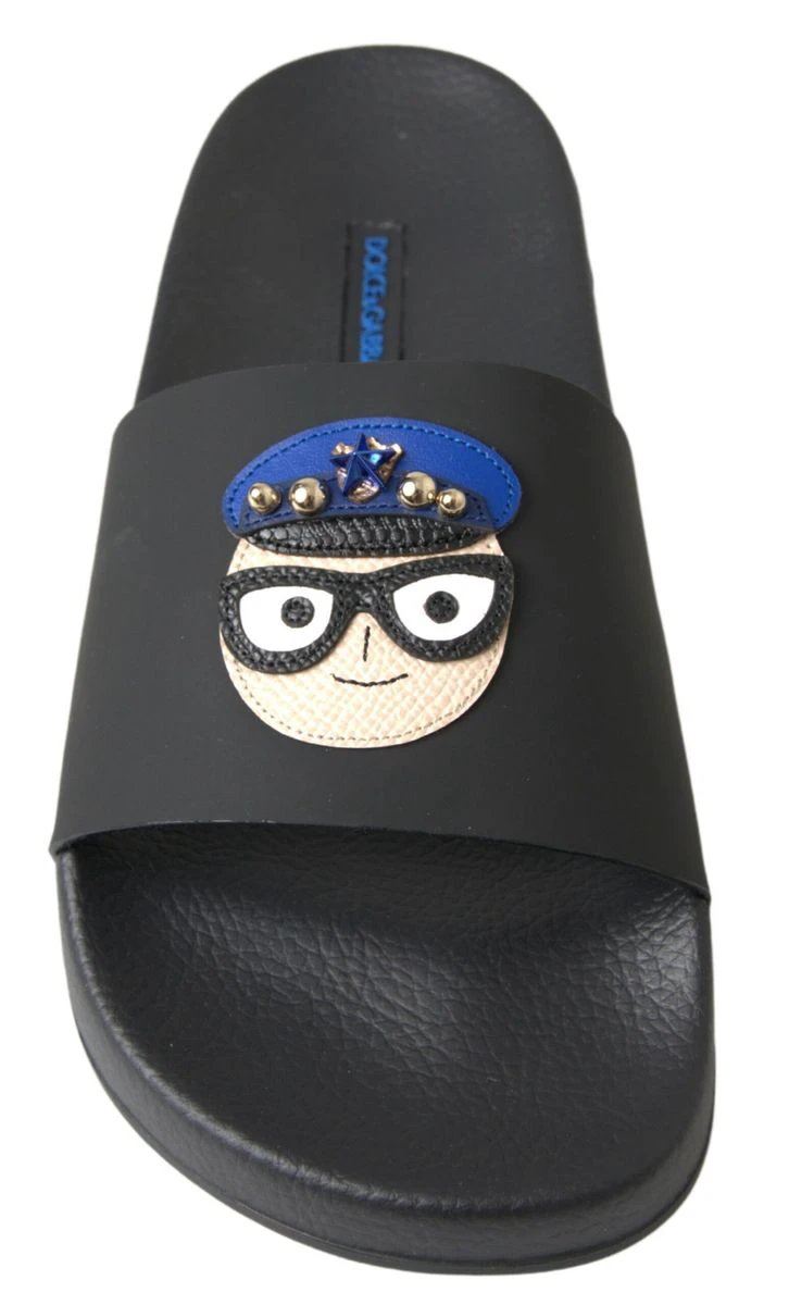 Dolce & Gabbana Black Slides Sandals Beach Saint Barth Shoes by Dolce & Gabbana