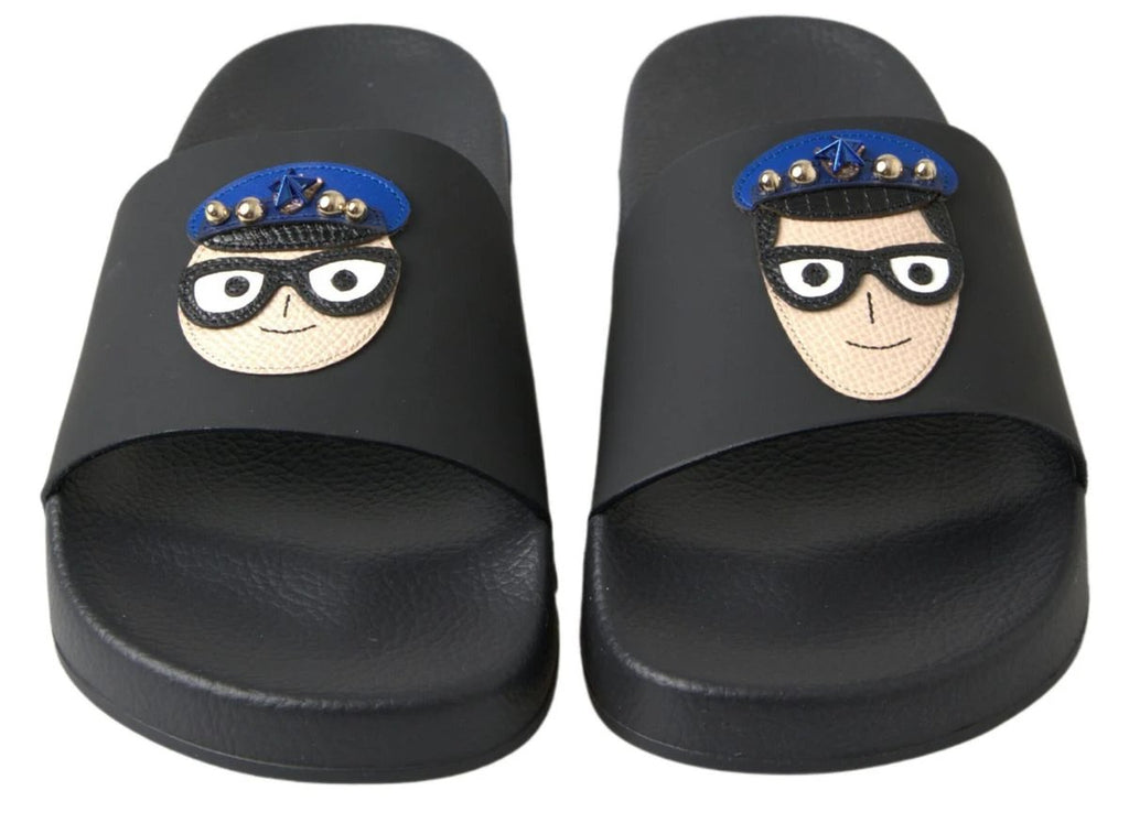 Dolce & Gabbana Black Slides Sandals Beach Saint Barth Shoes by Dolce & Gabbana