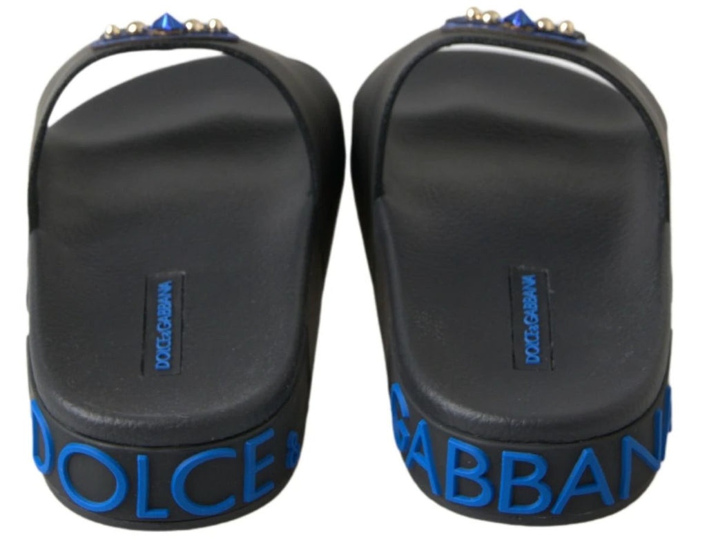 Dolce & Gabbana Black Slides Sandals Beach Saint Barth Shoes by Dolce & Gabbana