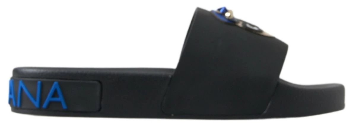 Dolce & Gabbana Black Slides Sandals Beach Saint Barth Shoes by Dolce & Gabbana
