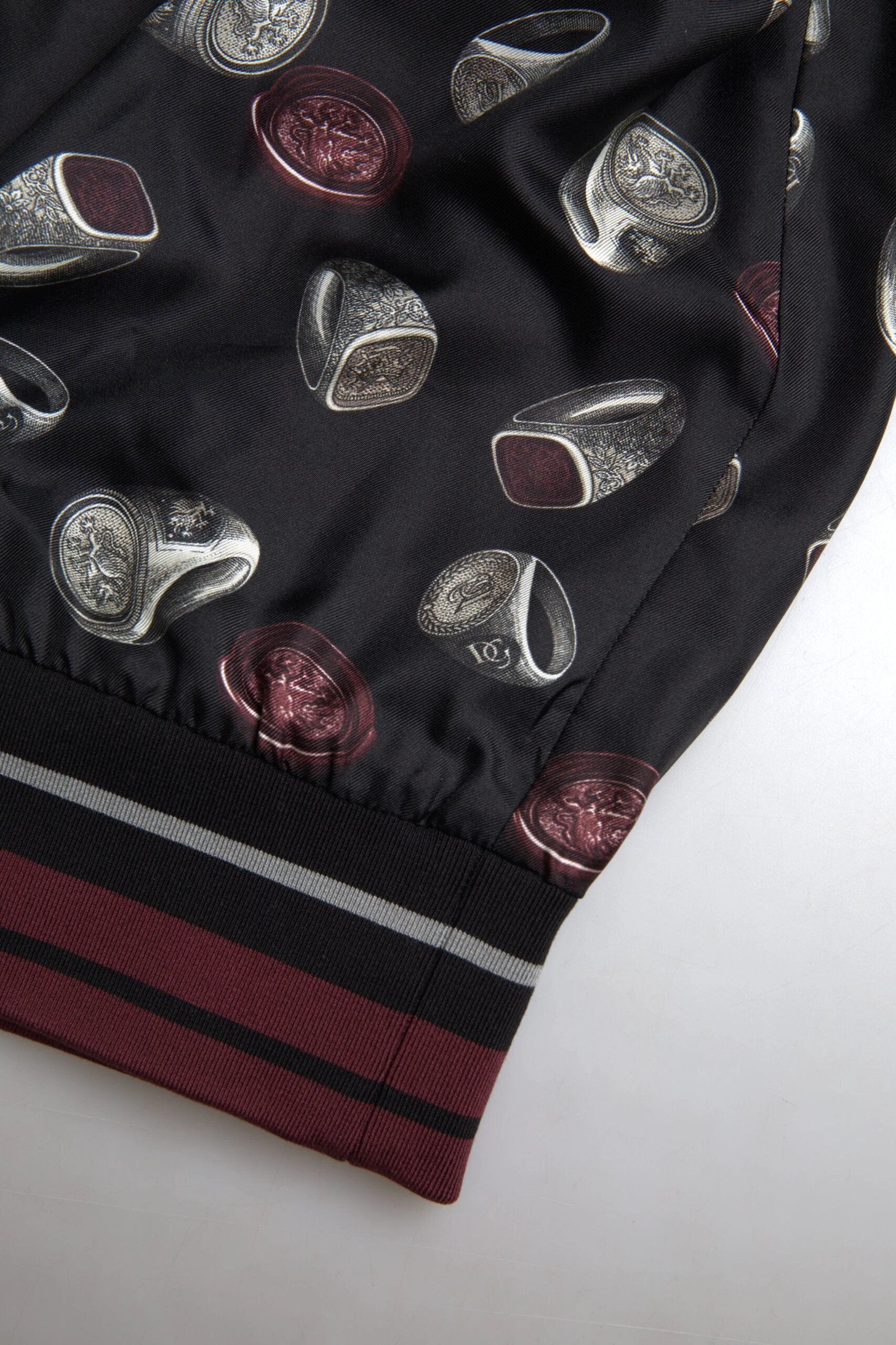 Dolce & Gabbana Black Ring Print Silk Crewneck Sweater by Dolce & Gabbana