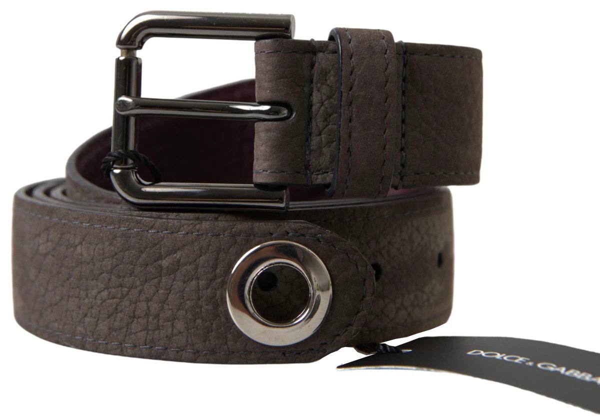 Dolce & Gabbana Brown Leather Metal Buckle Men Cintura Belt by Dolce & Gabbana
