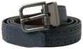 Dolce & Gabbana Blue Leather Perforated Metal Buckle Belt by Dolce & Gabbana