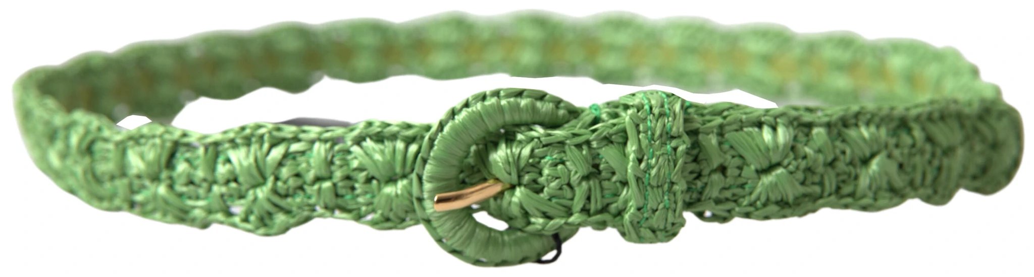 Dolce & Gabbana Green Viscose Weaved Skinny Waist Belt by Dolce & Gabbana