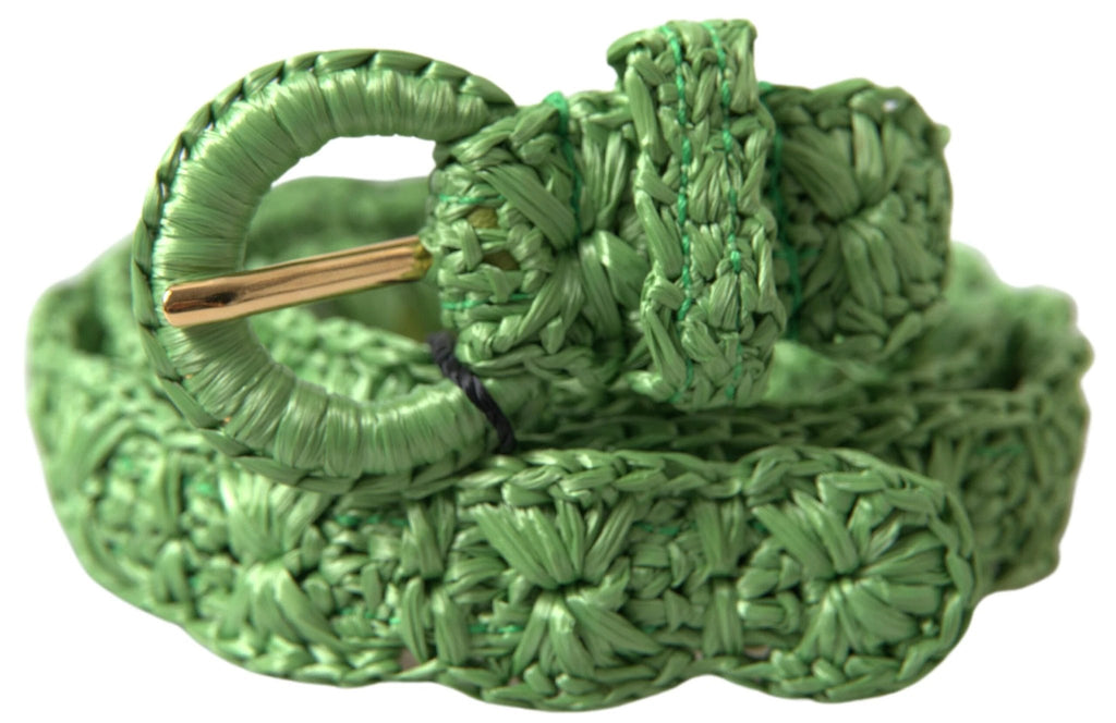 Dolce & Gabbana Green Viscose Weaved Skinny Waist Belt by Dolce & Gabbana