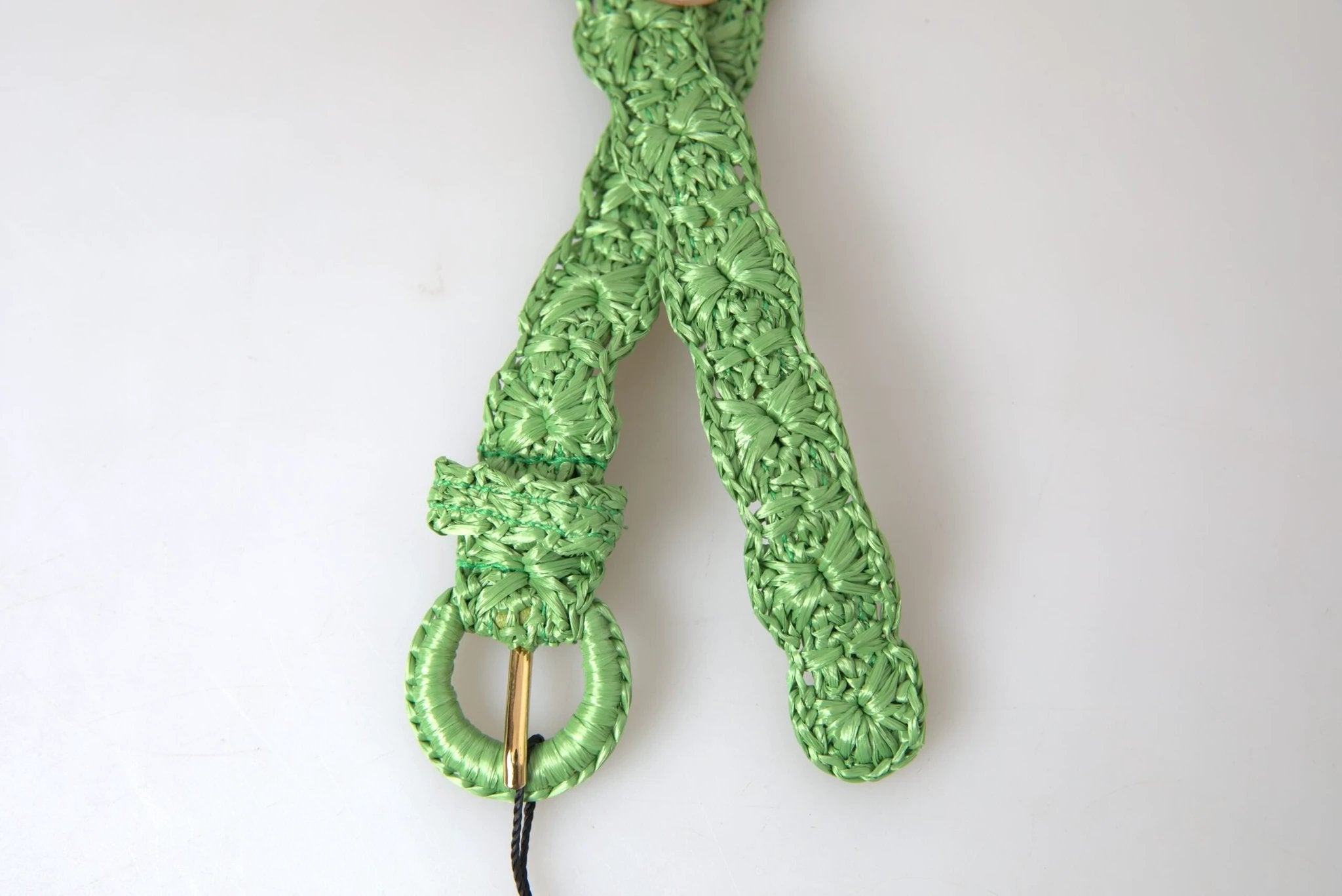 Dolce & Gabbana Green Viscose Weaved Skinny Waist Belt by Dolce & Gabbana