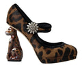 Dolce & Gabbana Black Brown Calf Leopard Heel Mary Jane Pump Shoes by Dolce & Gabbana