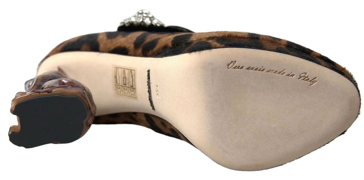 Dolce & Gabbana Black Brown Calf Leopard Heel Mary Jane Pump Shoes by Dolce & Gabbana