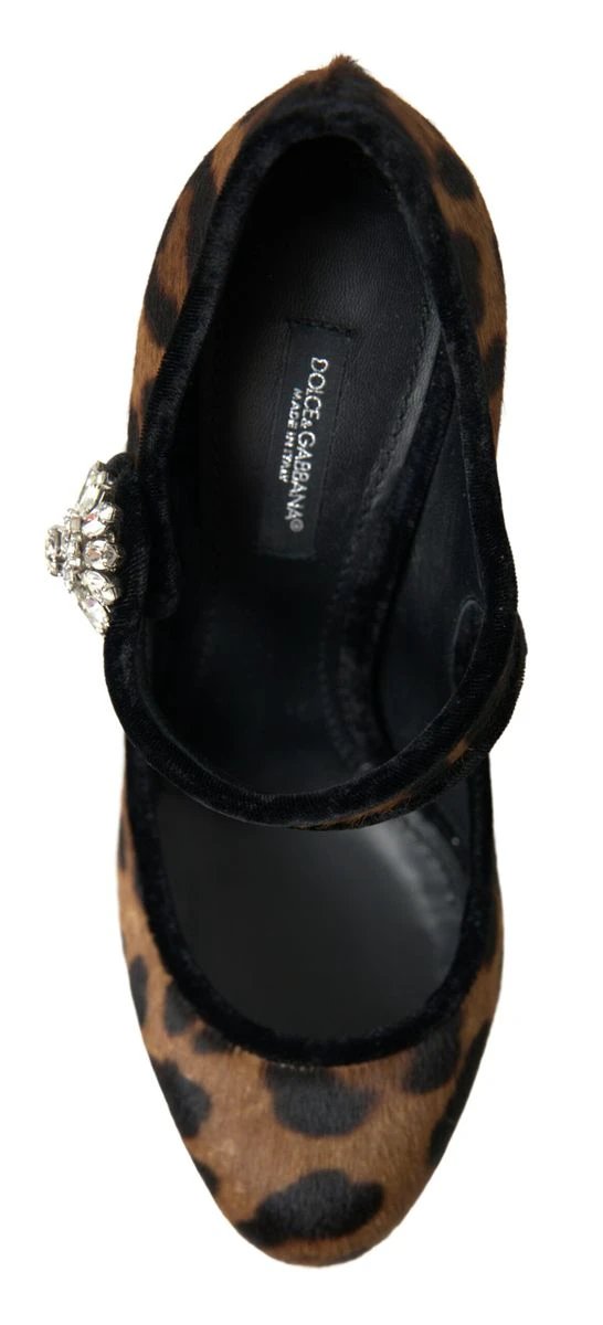 Dolce & Gabbana Black Brown Calf Leopard Heel Mary Jane Pump Shoes by Dolce & Gabbana